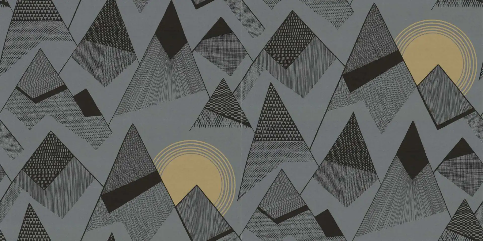 Mountains, col.09 - Berge - Zeichnungen - Anthrazit - Gold - Grau - Schwarz - MissPrint