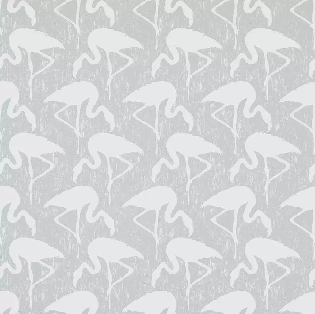 Cassandra, col. 03 - Flamingos - Tapeten mit Vogelmotiven - Grau - Weiß - Sanderson 