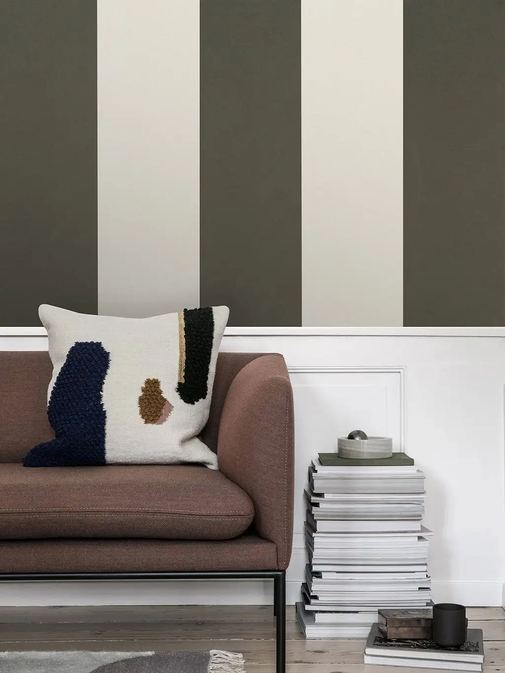 Thick Lines, Green, Off White - Blockstreifen - Blockstreifen: - Streifentapeten - Streifentapeten: - Creme - Grün - ferm LIVING