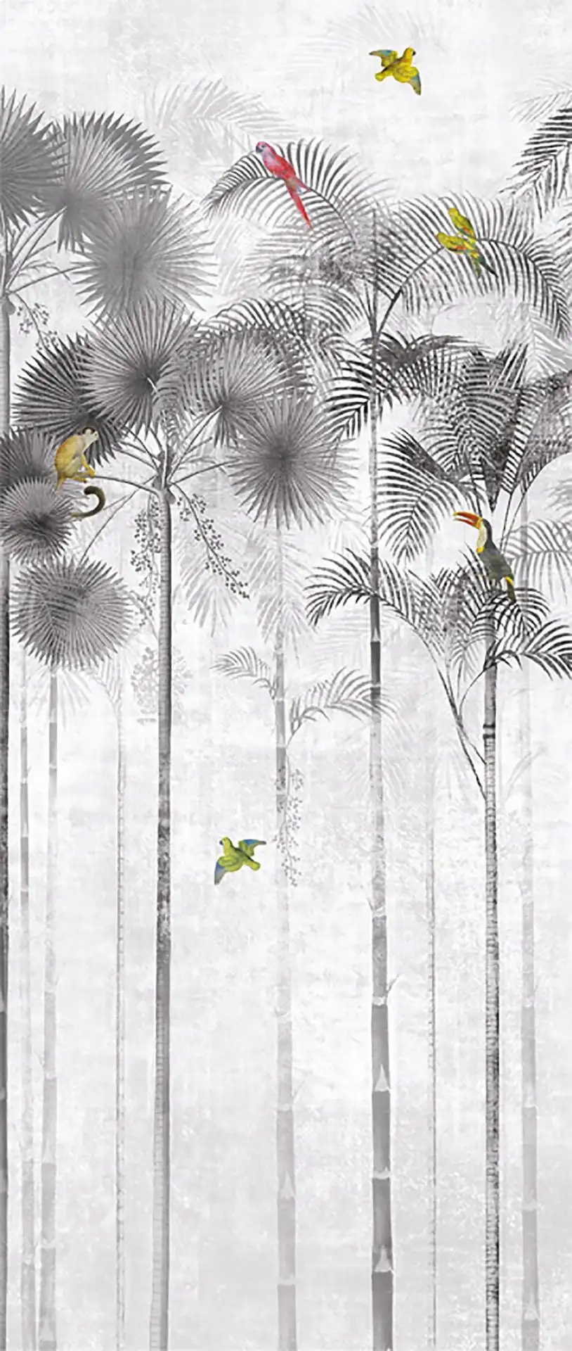 Jungle moon, col. 3 - Blätter - Bäume - Landschaft - Tapeten mit Vogelmotiven - Tier Tapeten - Multicolor - Masureel