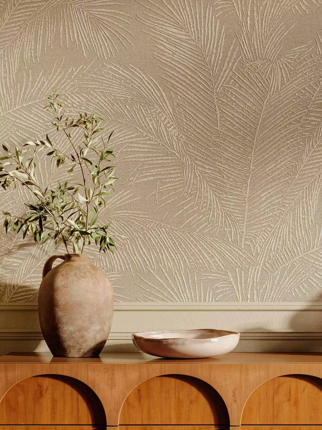 Lanai Maui, col. 03 - Blätter - Florale Muster - Creme - ARTE