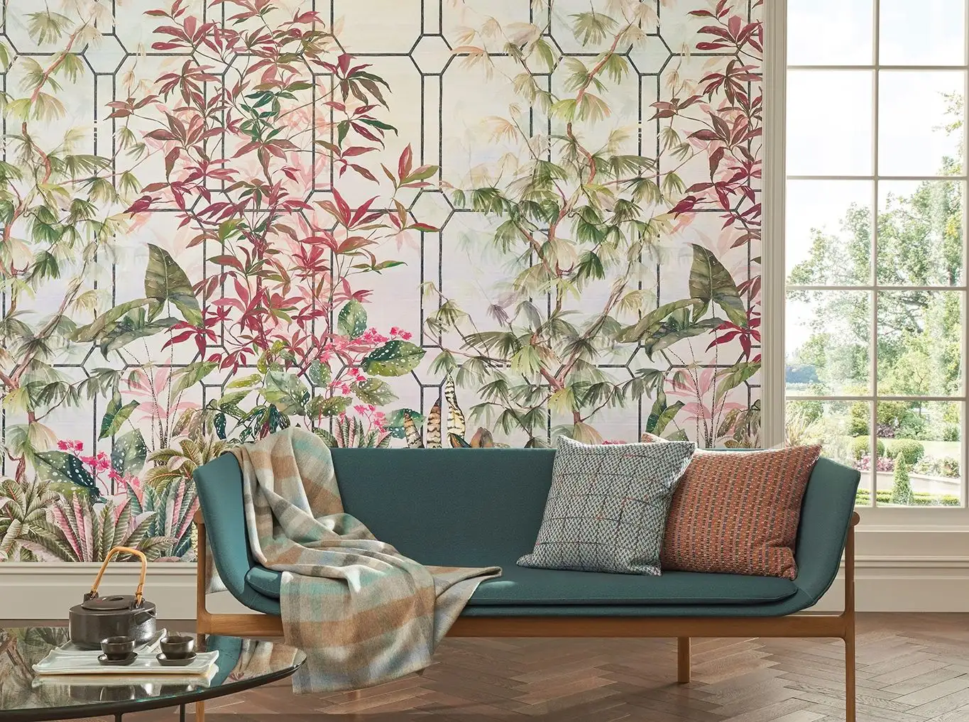 Katsura Mural - Blumen - Blätter - Multicolor - Osborne & Little