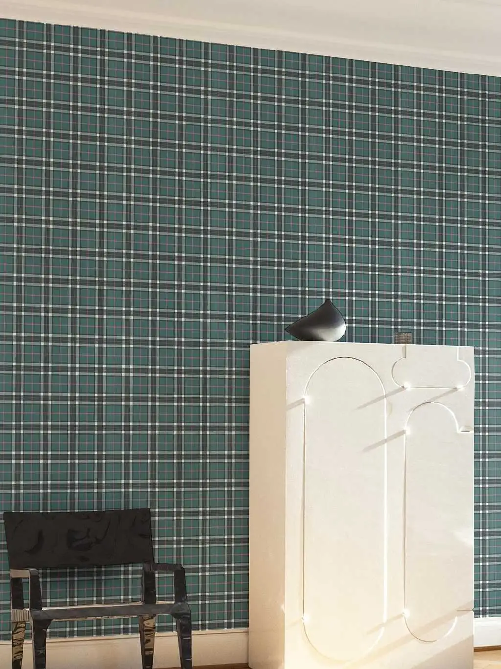 Ramses, col.08 - Karo Tapeten&lt - br /&gt - Petrol - Schwarz - Origin