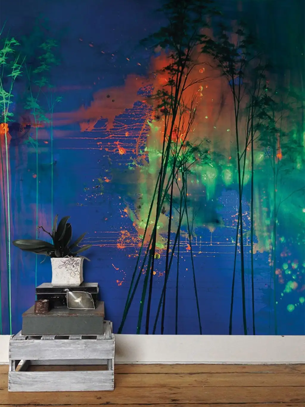 Come closer and see, nighttime - 3D Tapeten - 3D Tapeten: - Bäume - Landschaft - Blau - Multicolor - Elli Popp