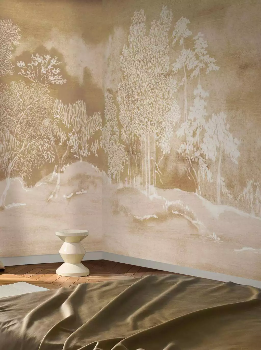 Koraku, col. 0100 - Bäume - Fauna - Landschaft - Wald - Anthrazit - Bronze - Creme - Multicolor - Casamance