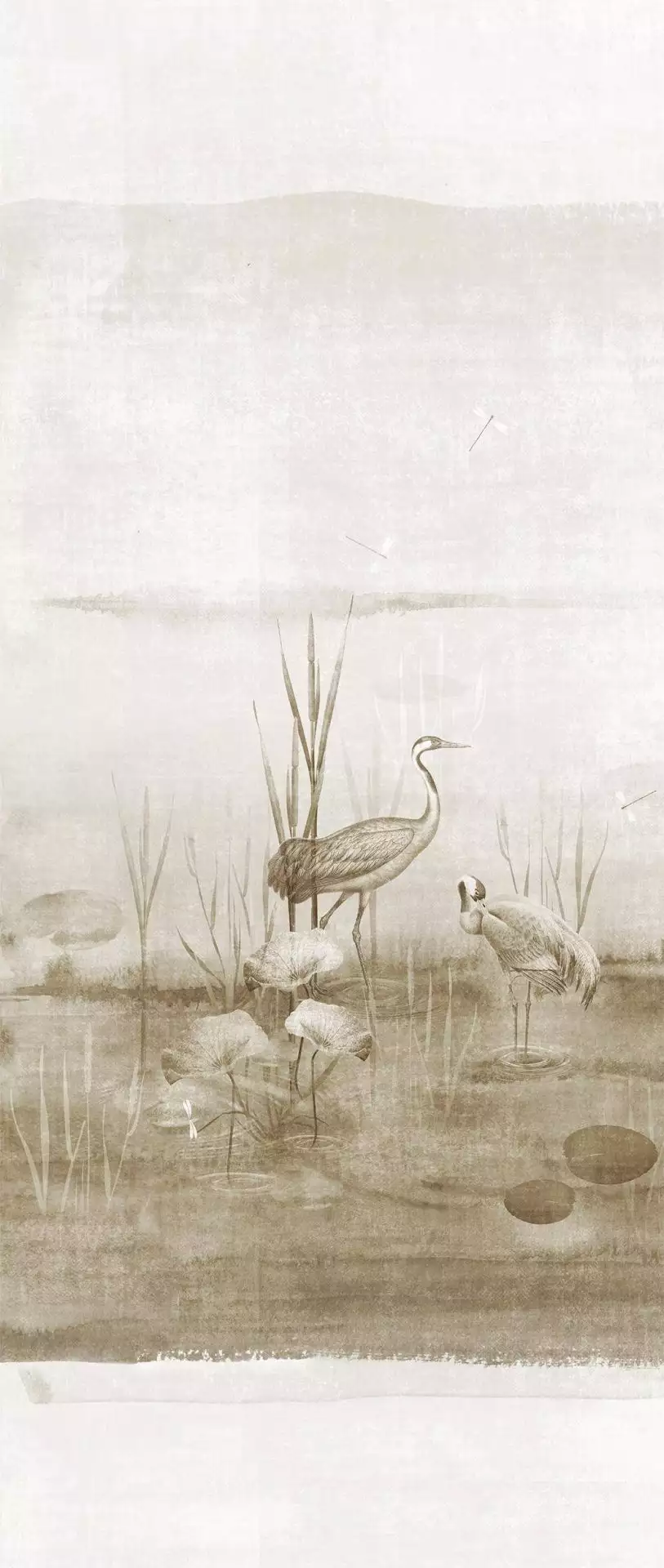 Waterside Sand, Bahn 2 - Blätter - Landschaft - Tapeten mit Vogelmotiven - Tier Tapeten - Braun - Creme - Masureel