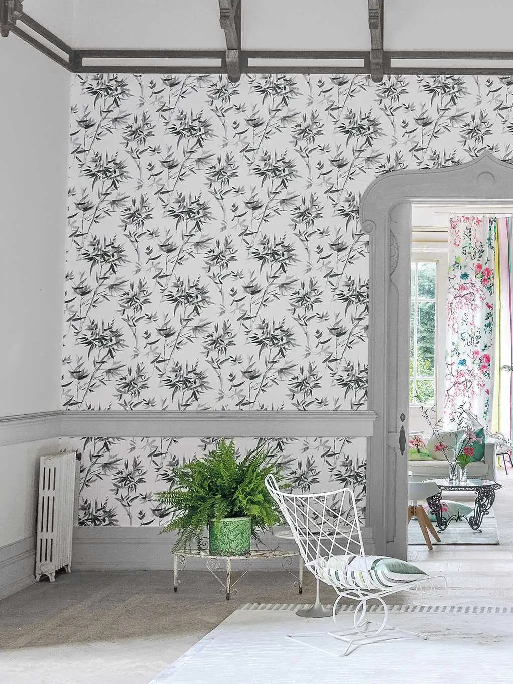 Shahin - Ornamente Tapeten - Patina - Grau - Weiß - DESIGNERS GUILD