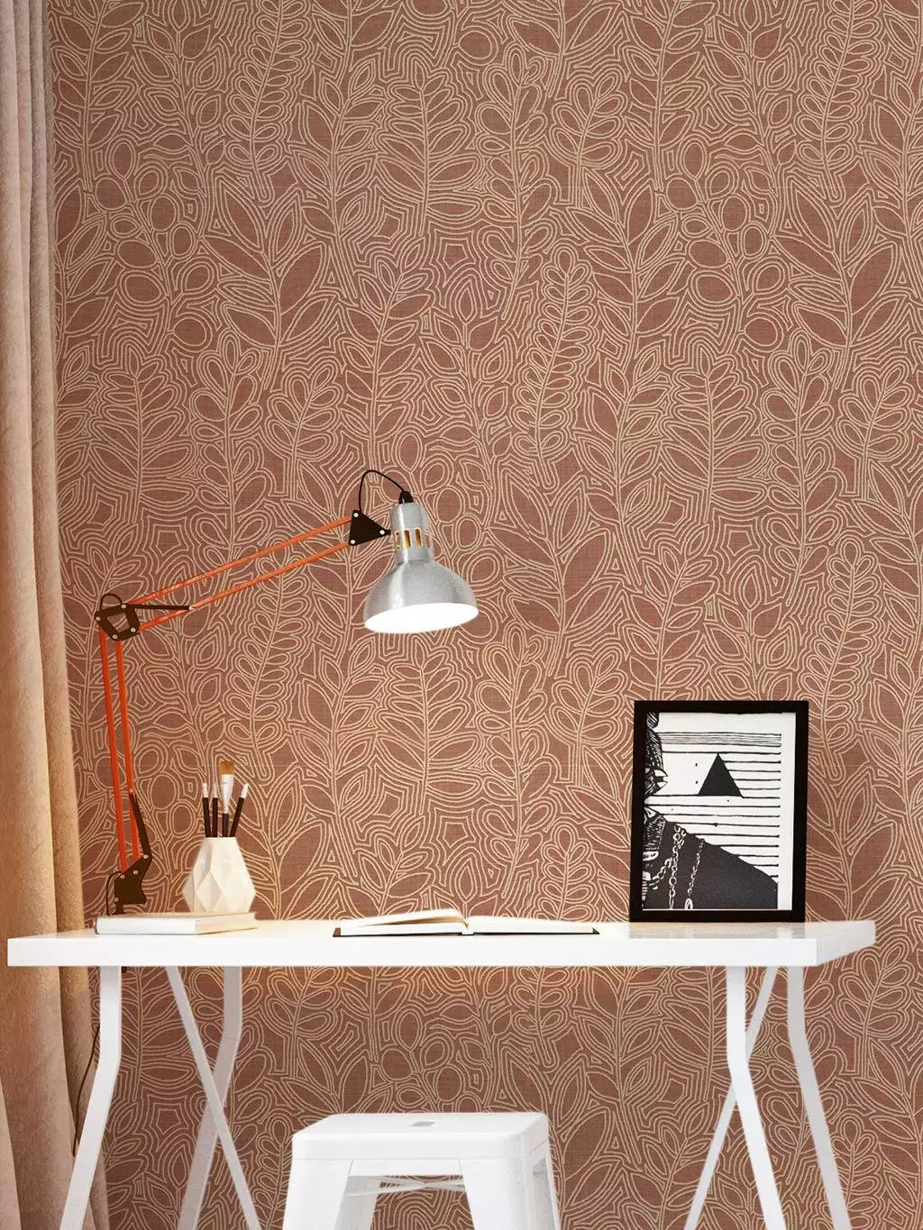 Astragale, col. 14 - Blumen - Blätter - Florale Muster - Creme - Hellbraun - Casamance