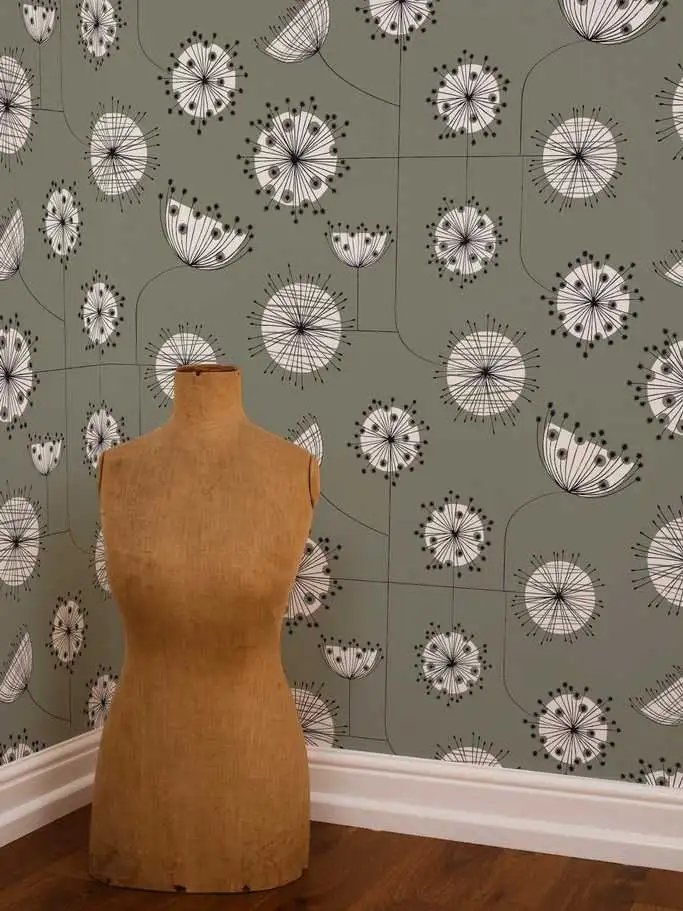 Dandelion Mobile, col.01 - Blumen - Kreise - Retro - Grau - Schwarz - Weiß - MissPrint