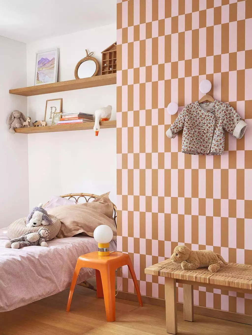 Diner Camel, Parme - Grafische Muster - Retro Muster - Sixties - Streifen - Ocker - Rosa - Casadeco