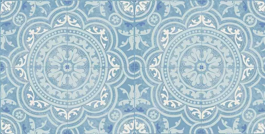 Tapete Piccadilly, col.02 - Fliesen - Kachel &amp - Ornamente Tapeten - Blau - Gold - Hellblau - Weiß - Cole & Son