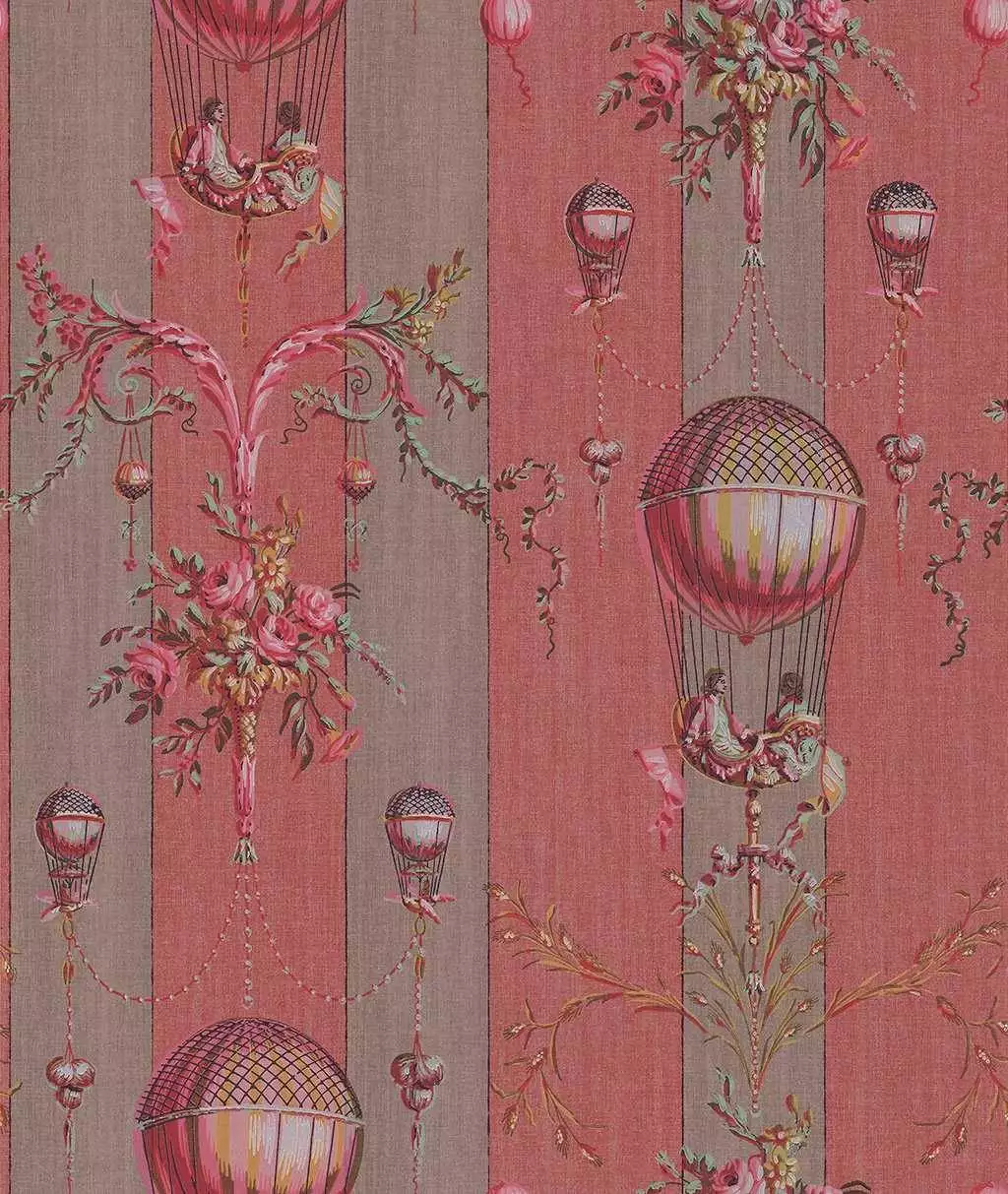 Anup, col.03 - Ballons - Ornamente Tapeten - Braun - Rot - Weiß - PIERRE FREY GmbH