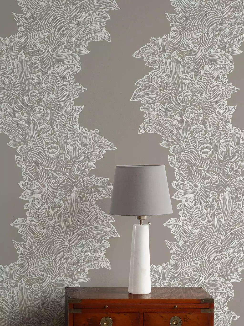 Acanthus Leaf Wallpaper - Blätter - Florale Muster - Klassische Muster - Streifen - Creme - Hellbraun - Timorous Beasties