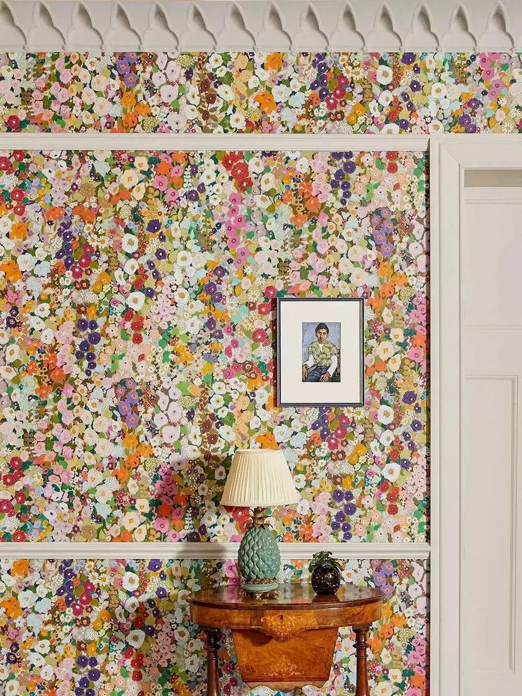 Hollyhocks Wallpaper, Spring - Multicolor - House of Hackney