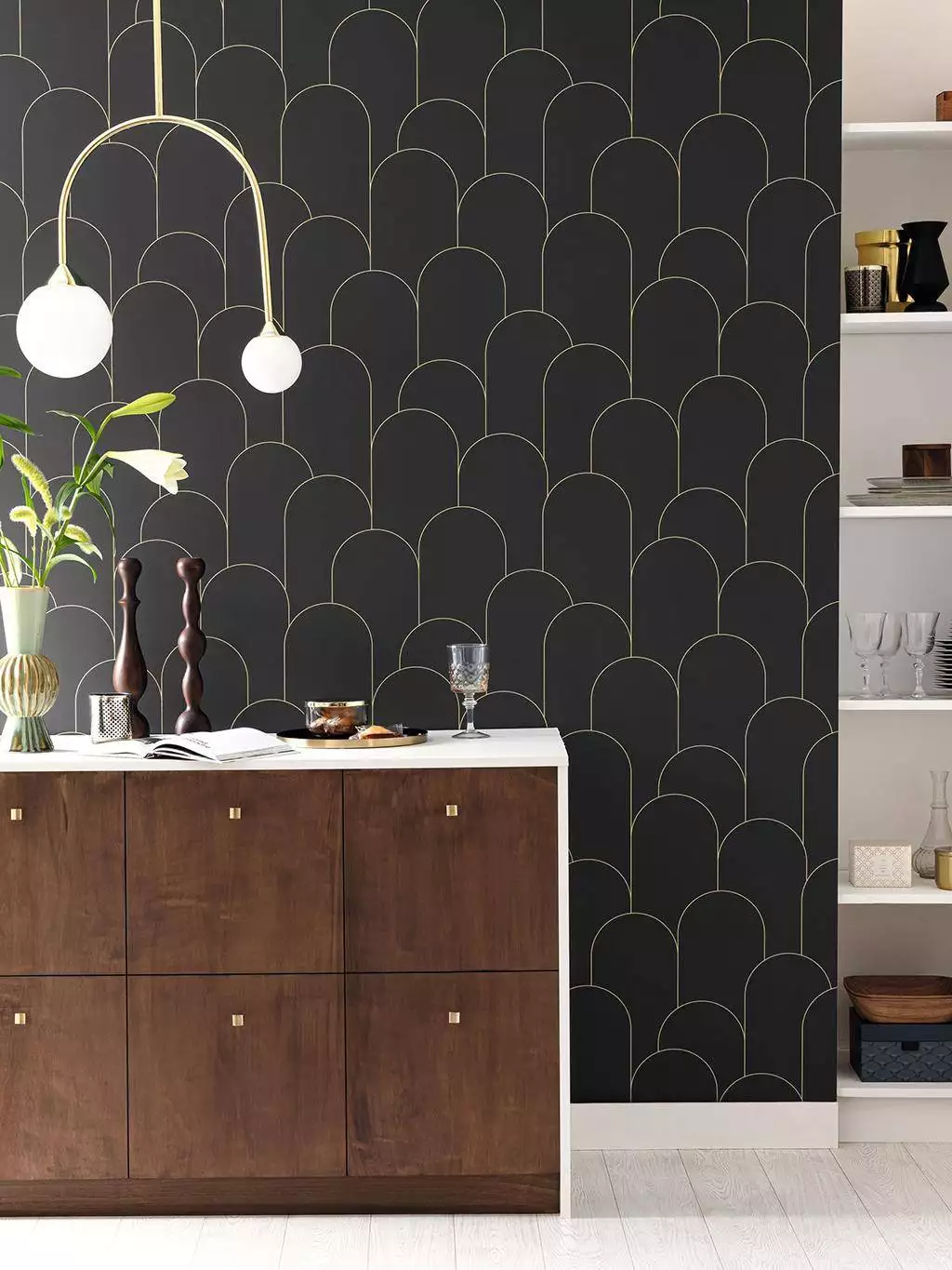 Ornament, col. 20 - Bögen - Gold - Schwarz - Caselio