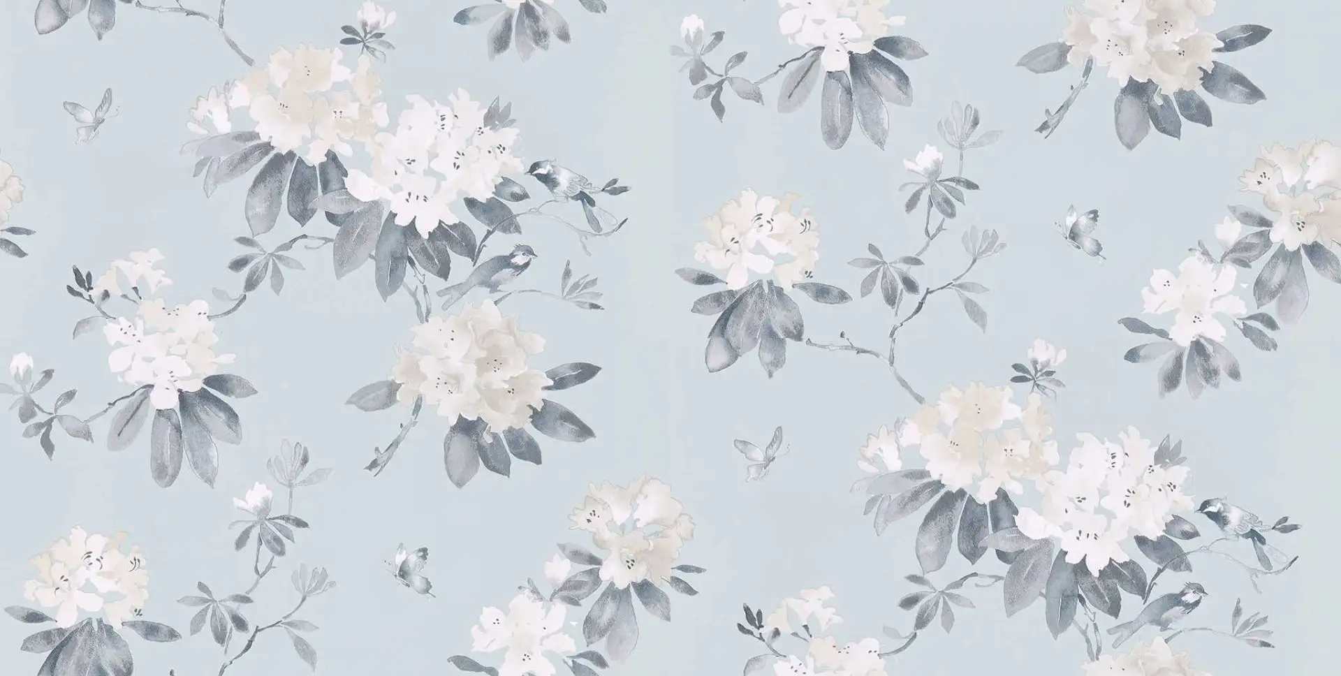 Rhodera, col.03 - Blumen - Anthrazit - Grau - Mint - Sanderson 