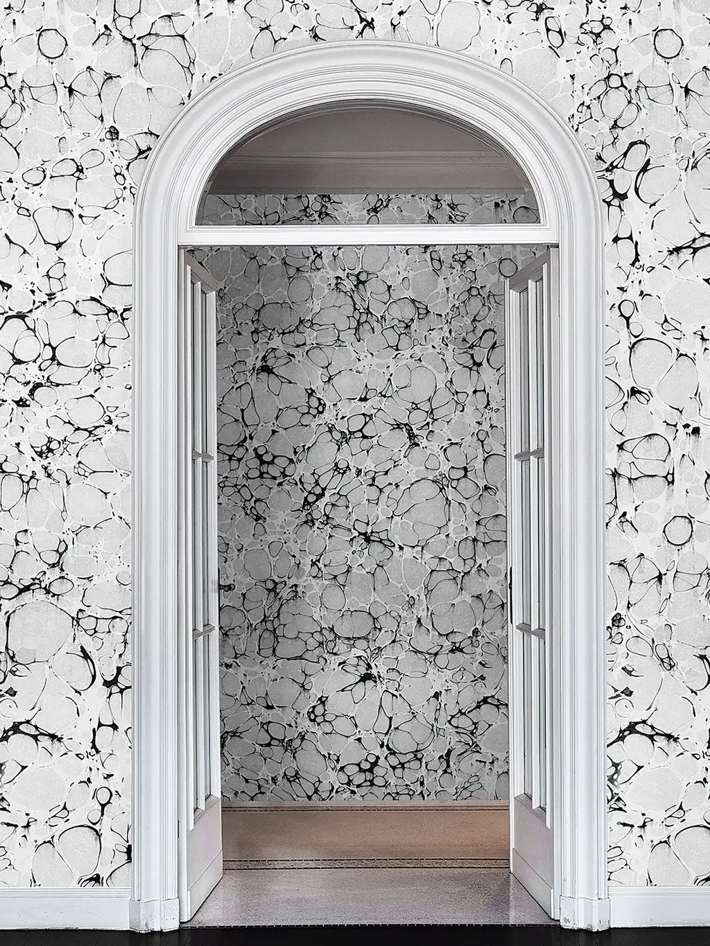 LondonArt -Suminagashi, col. 1 - Kreise - Grau - Schwarz - Weiß - Londonart