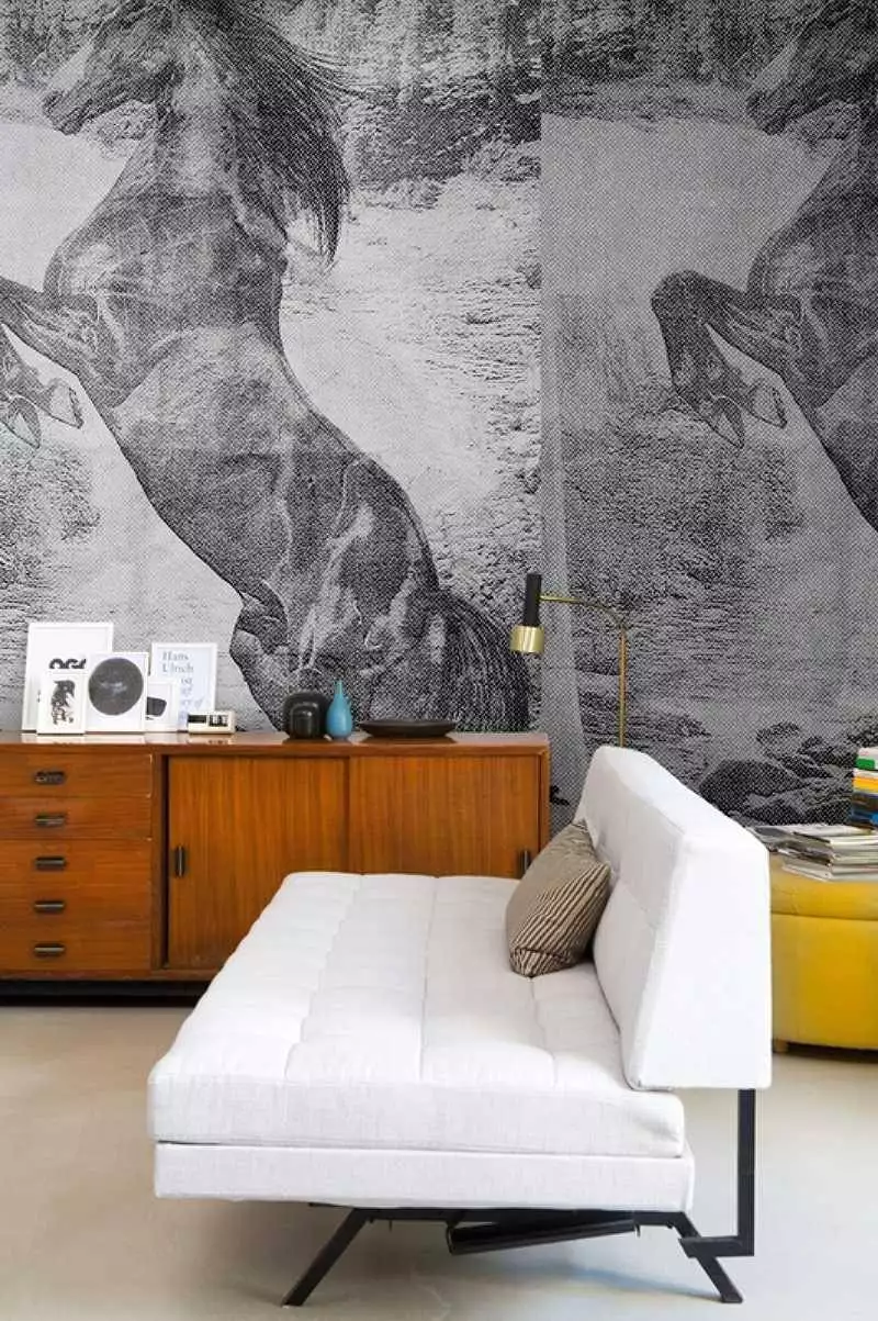 El Caballo de Andy, col.01 - Tier Tapeten - Anthrazit - Grau - Weiß - wall & decò