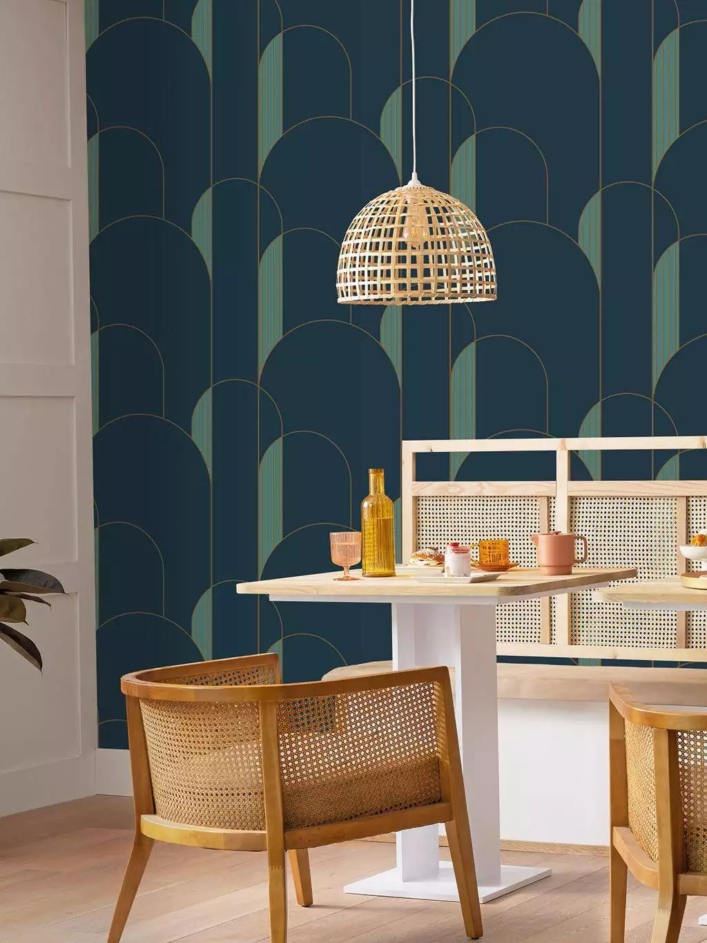 High walls, col. 07 - Bögen - Grafische Muster - Blau - Gold - Türkis - Caselio