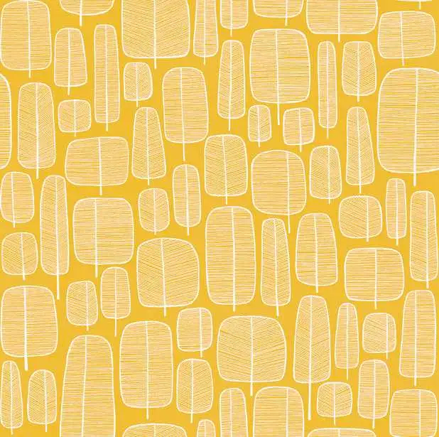 Little Trees Yellow - 20-50er - Blätter - Retro - Gelb - Weiß - MissPrint