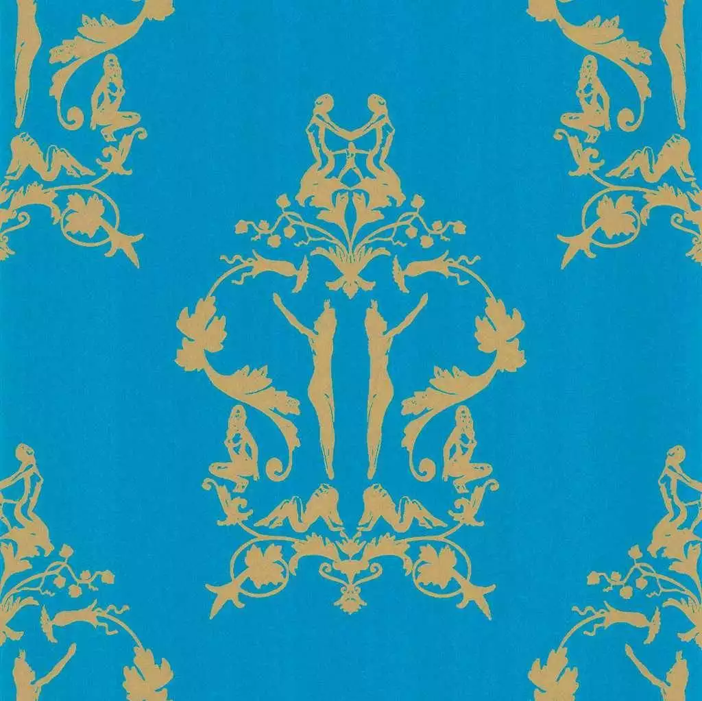 Anakreon, blue gold - Figuren - Ornamente Tapeten - Gold - Türkis - Malz & Malz