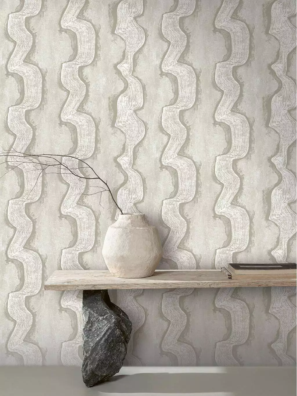 Shodo, col. 05 - Grafische Muster - Wellen - Grau - Silber! - Masureel