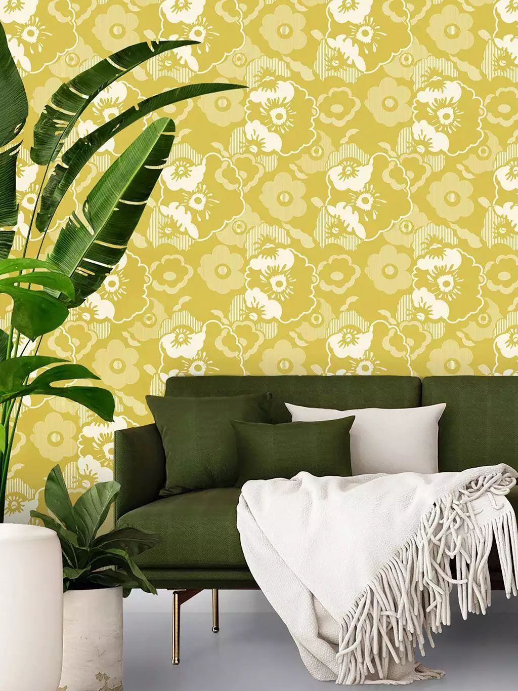 Alice, mustard - Blumen - Gelb - Weiß - Mini Moderns
