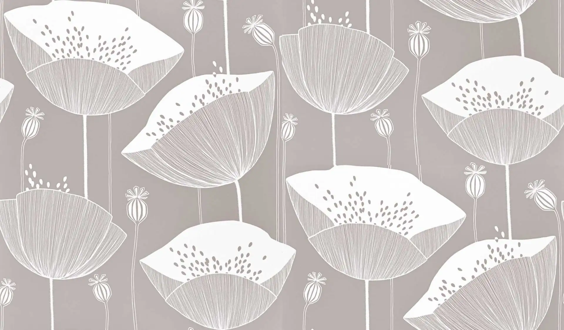 Poppy, col.01 - Blumen - Braun - Grau - Weiß - MissPrint