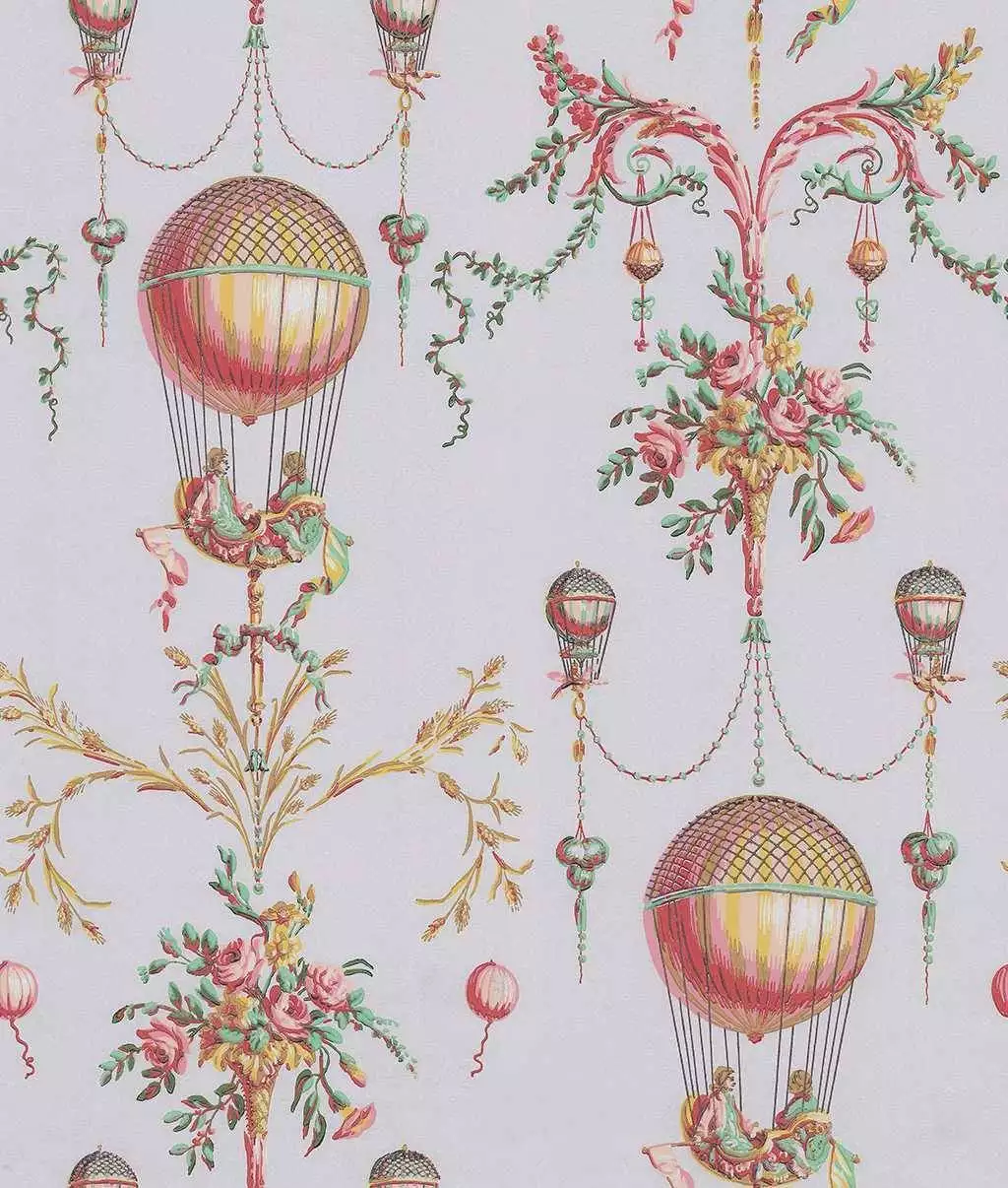 Anup, col.01 - Ballons - Ornamente Tapeten - Grau - Ocker - Rot - Weiß - PIERRE FREY GmbH