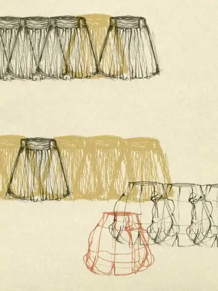 Bocetos, col.03 - Kleidung - Creme - Grau - Ocker - Rot - Tres Tintas