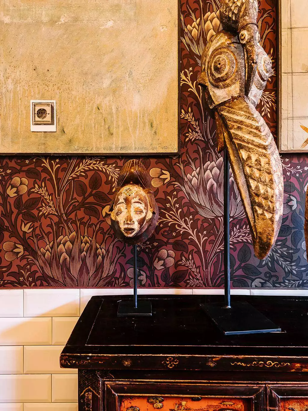 Artichoke Wallpaper - Blumen - Blätter - Creme - Grün - Lila - Pink - Morris & CO