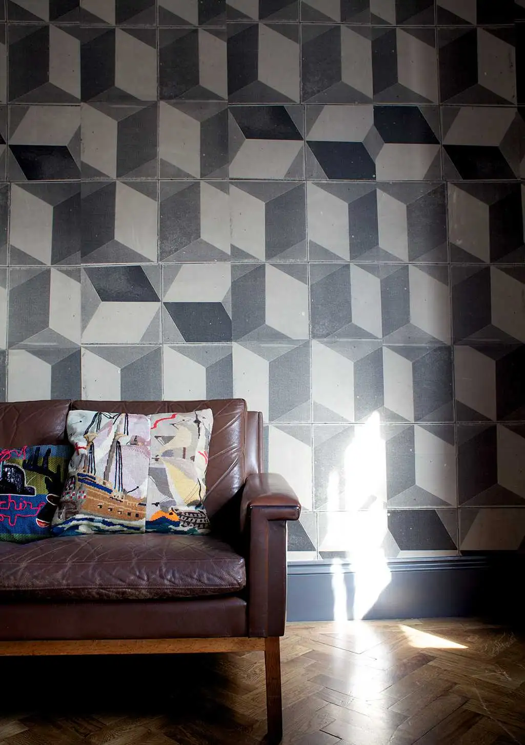 Tiles D, grey - Fliesen - Kachel &amp - Rauten - Anthrazit - Creme - Grau - Deborah Bowness