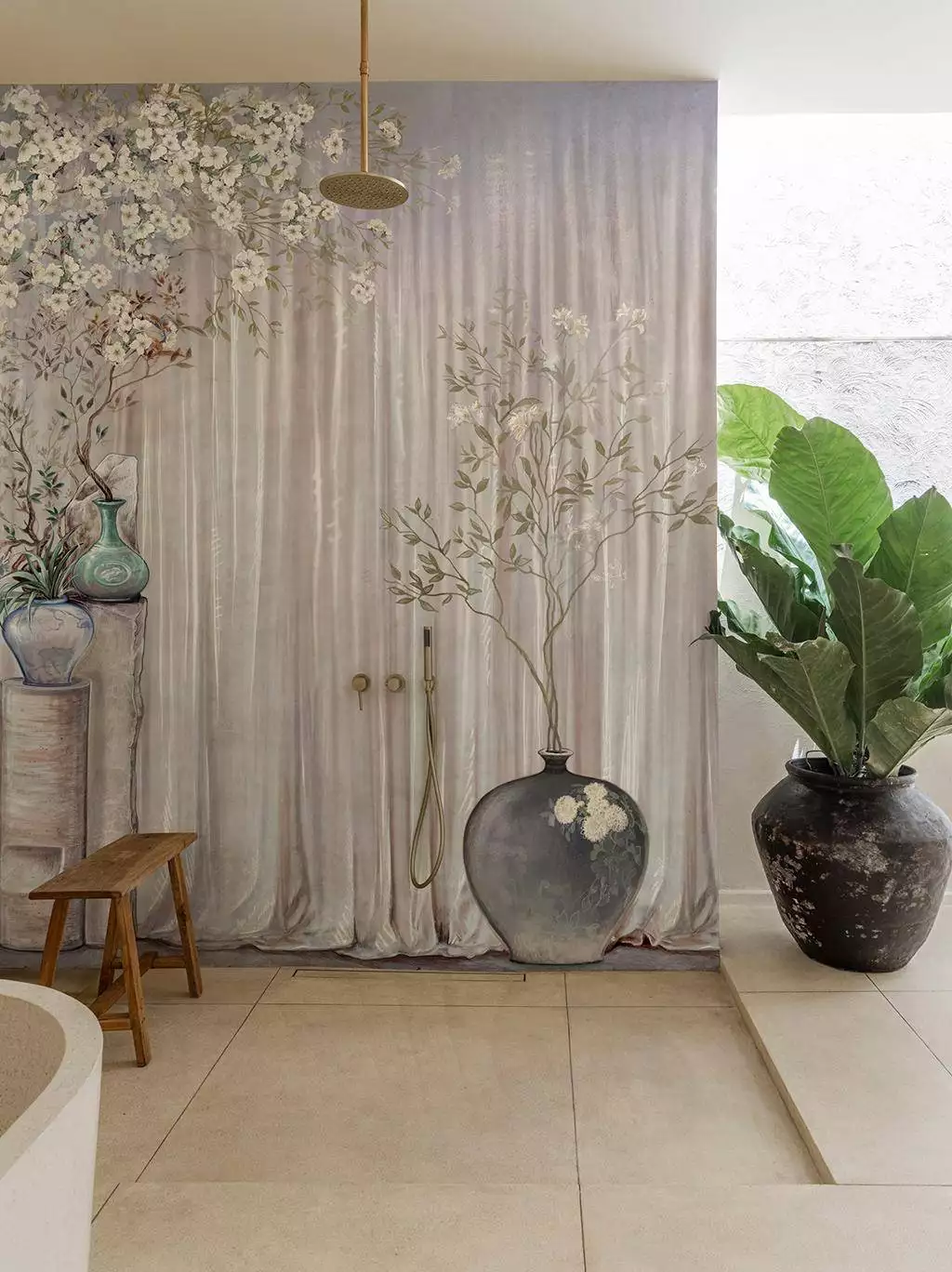 Prive - Blumen - Blätter - Florale Muster - FotoTapeten - Gegenstände - Vorhang - Multicolor - Wall&decò