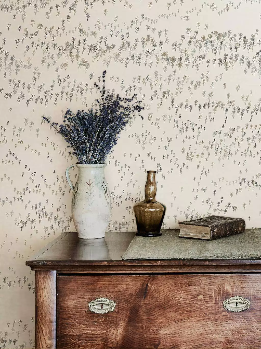 Wildblumen, col. 01 - Blumen - Anthrazit - Blau - Creme - Hellblau - Türkis - Sabine Röhse