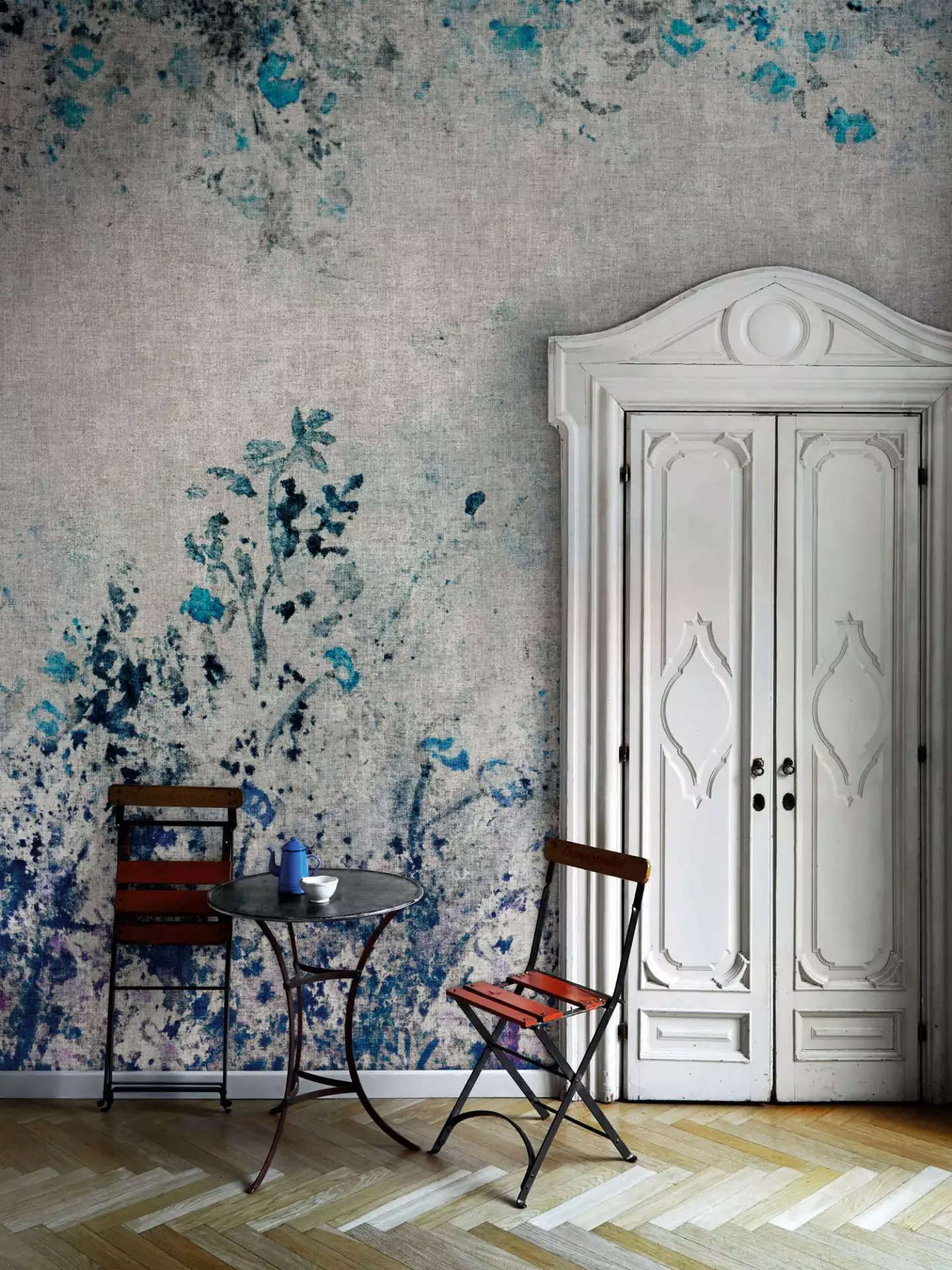 Play with me - Blätter - Blau - Creme - Londonart