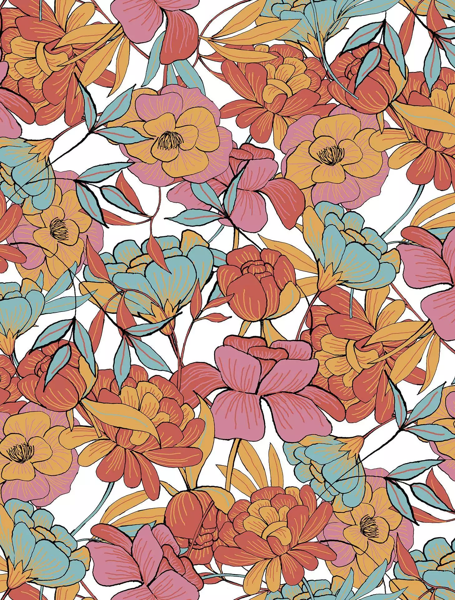 Scarlett - Blumen - Blätter - Florale Muster - FotoTapeten - Multicolor - Luise & Otto