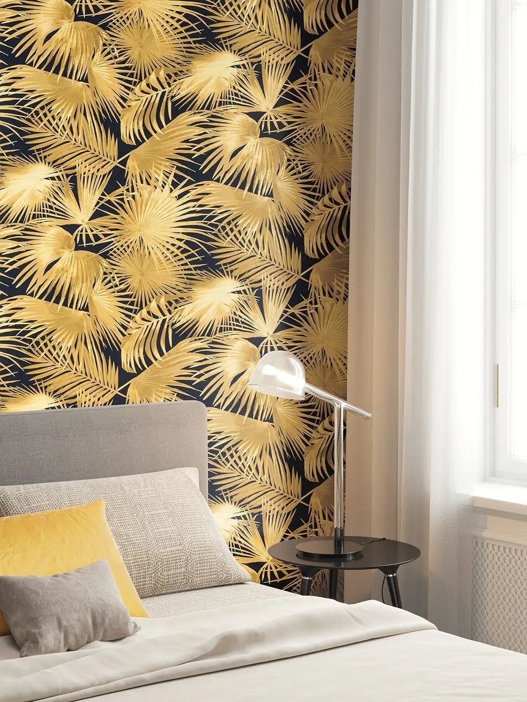 Ratan, col. 1 - Blätter - Ocker - Schwarz - Masureel