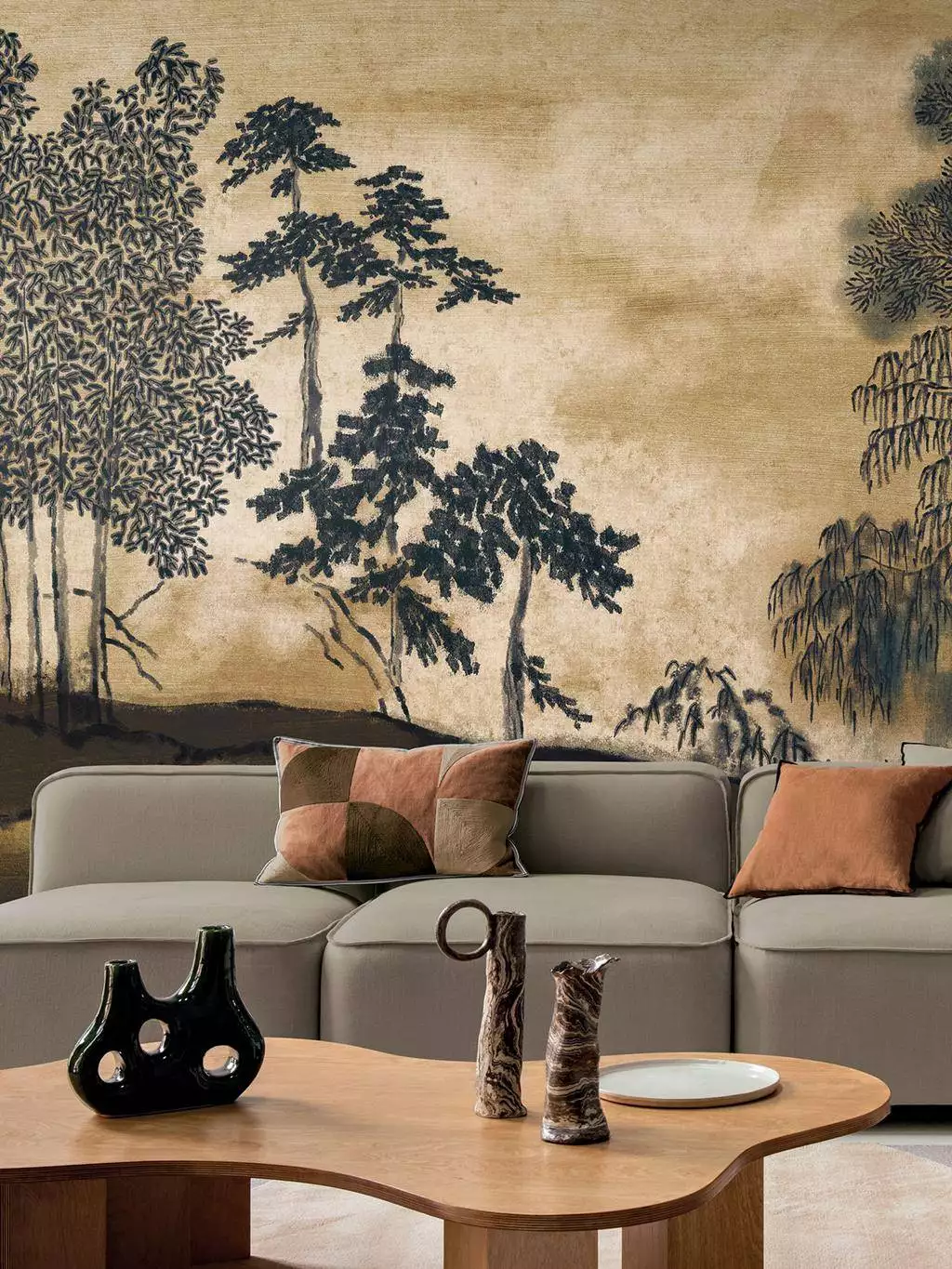 Koraku, col. 0304  - Bäume - Fauna - Landschaft - Wald - Anthrazit - Bronze - Creme - Multicolor - Casamance