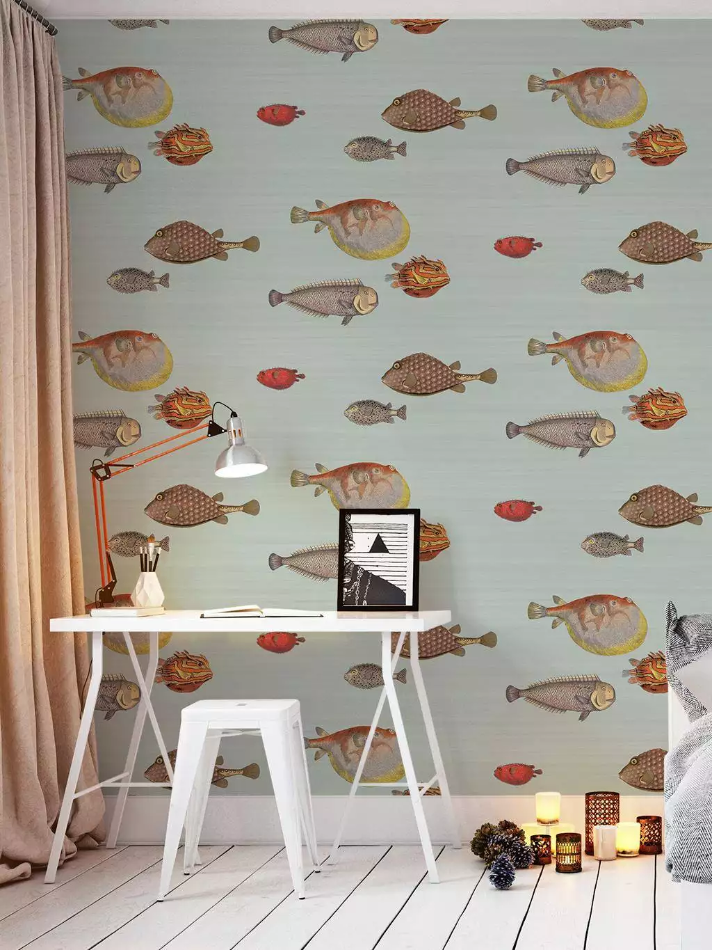 Acquario, col. 30 - Fische - Tier Tapeten - Unterwasserwelt - Hellblau - Multicolor - Cole & Son