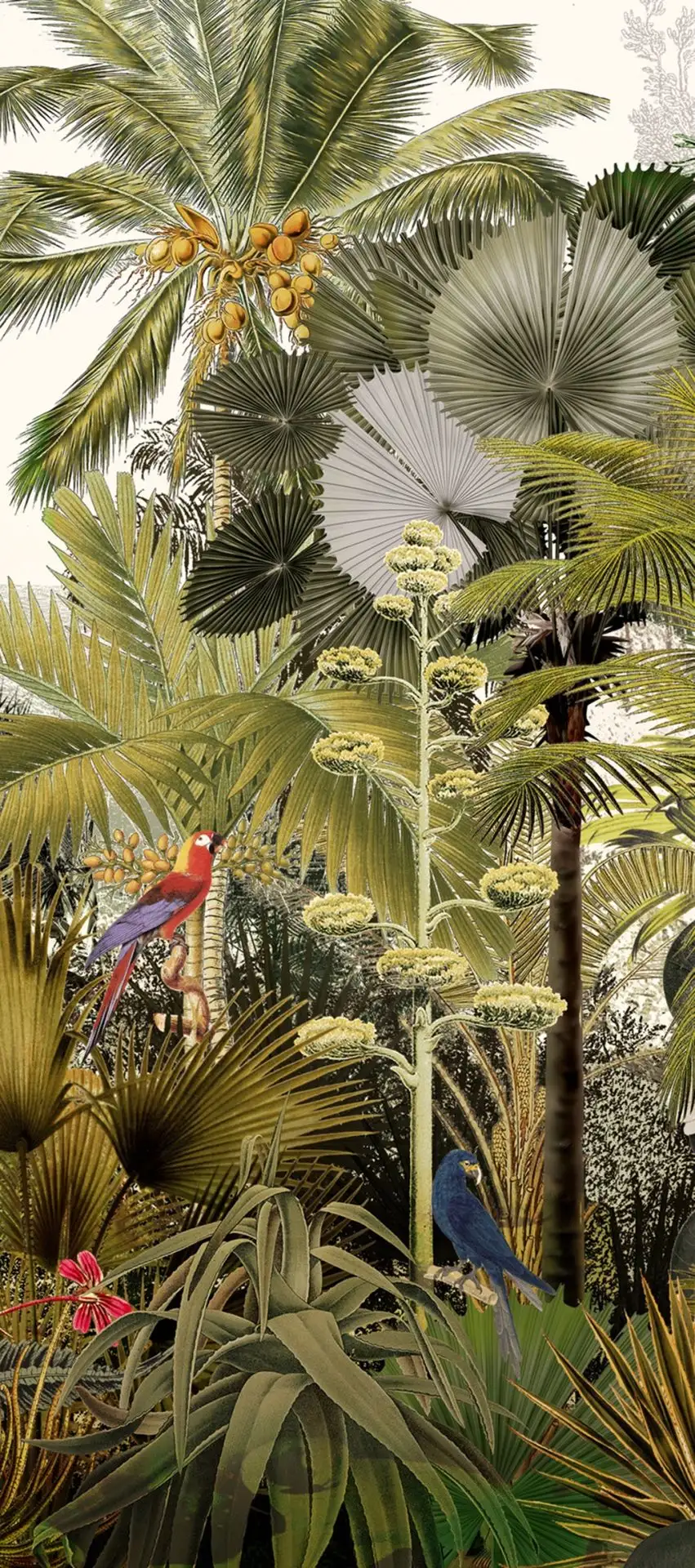 DISCOVER OASIS, col. 03 - Blumen - Blätter - Bäume - Landschaft - Tapeten mit Vogelmotiven - Tier Tapeten - Multicolor - Masureel