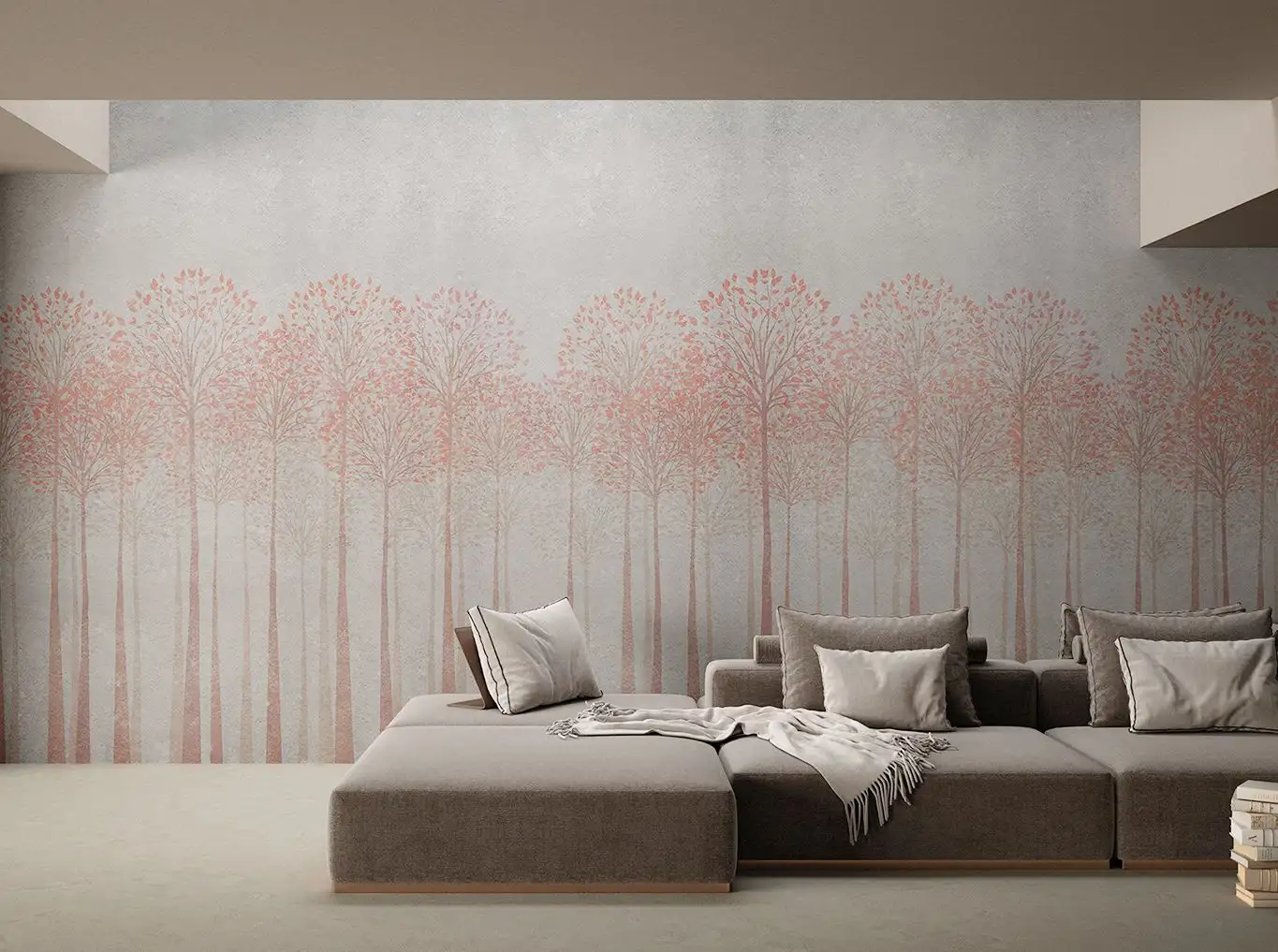 DECORUM - Bäume - Creme - Rot - YOYO