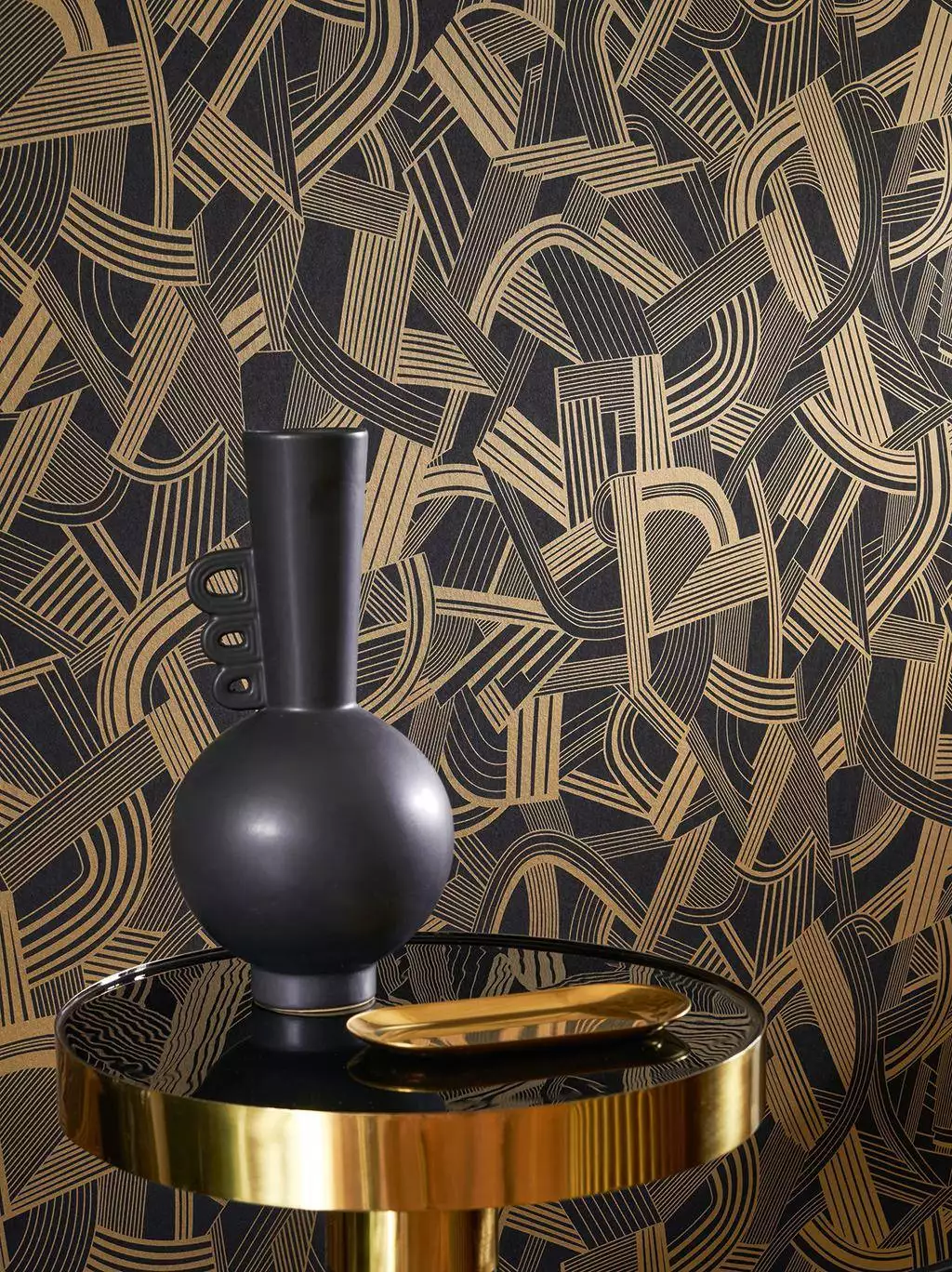 Music Hall, noir dore - Art Deco - Grafische Muster - Gold - Schwarz - Casadeco