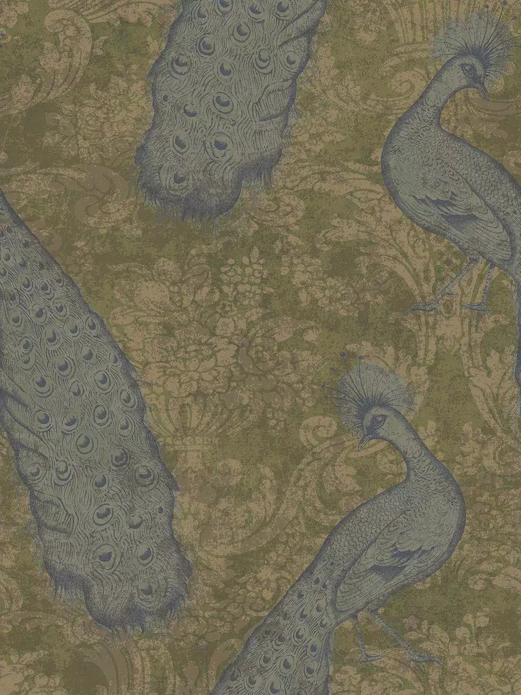 Byron, col. 37 - Ornamente Tapeten - Patina - Tier Tapeten - Gold - Hellgrün - Türkis - Cole & Son