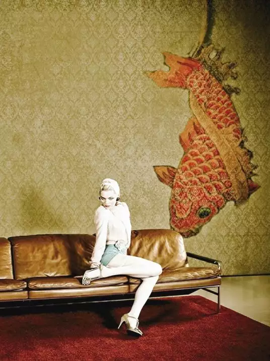 Tangerine - Die Tapete mit dem Koi - Fische - FotoTapeten - Ornamente Tapeten - Creme - Gold - Orange - Rot - wall & decò