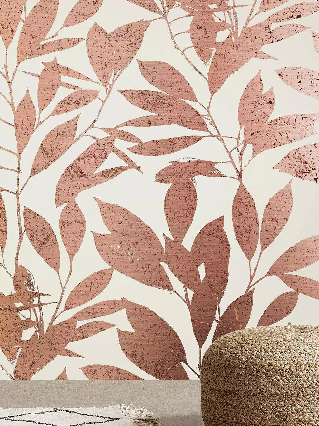 Rye | Copper   - Blätter - Florale Muster - Metallic - Kupfer - Weiß - Custhom