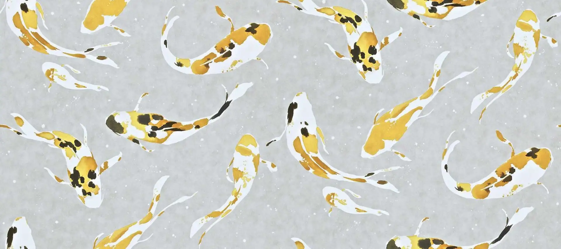 Kamal, col.01 - Fische - Anthrazit - Gelb - Grau - Ocker - Perlmutt - Sanderson 