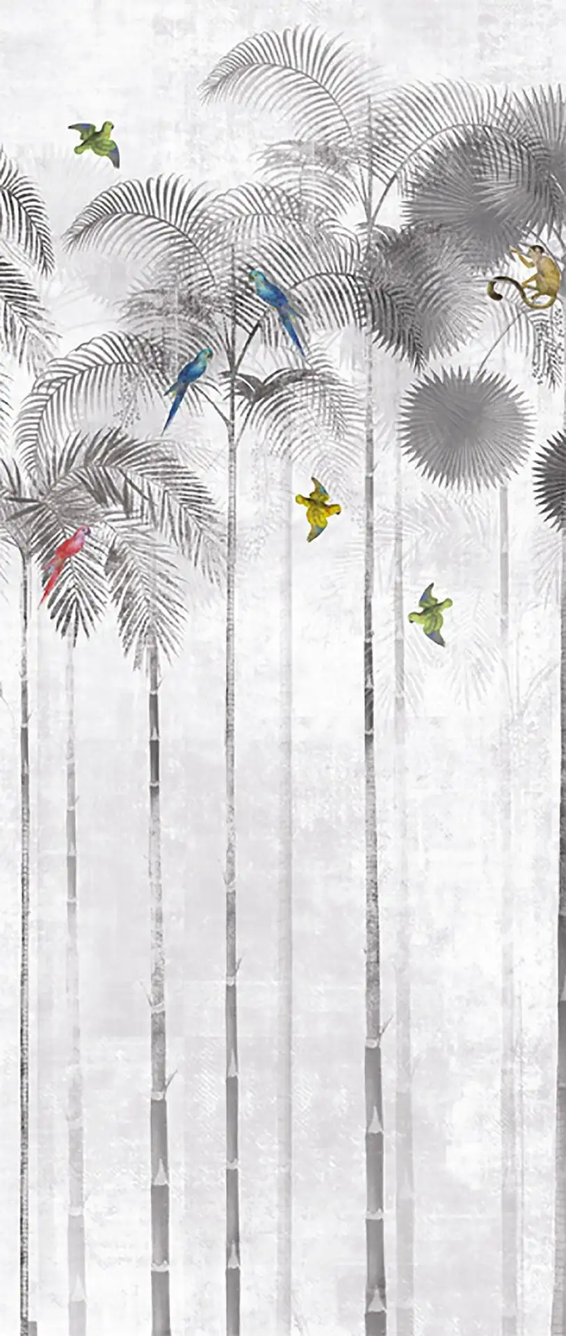 Jungle moon, col. 2 - Blätter - Bäume - Landschaft - Tapeten mit Vogelmotiven - Tier Tapeten - Multicolor - Masureel