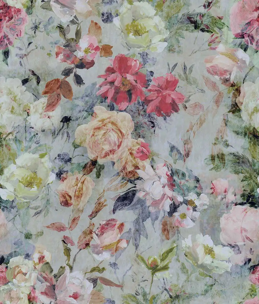 Marianne, col.03 - Blumen - Patina - Grau - Multicolor - DESIGNERS GUILD