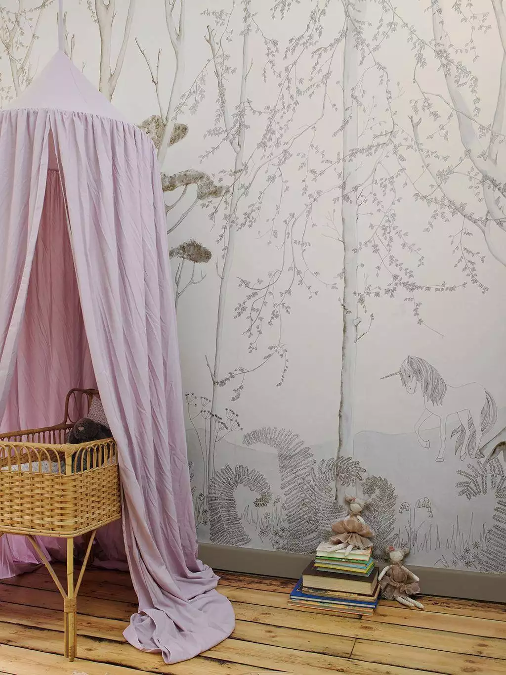 Legend, bark - Bäume - Florale Muster - FotoTapeten - Märchen - Wald - Blau - Creme - Abigail Edwards