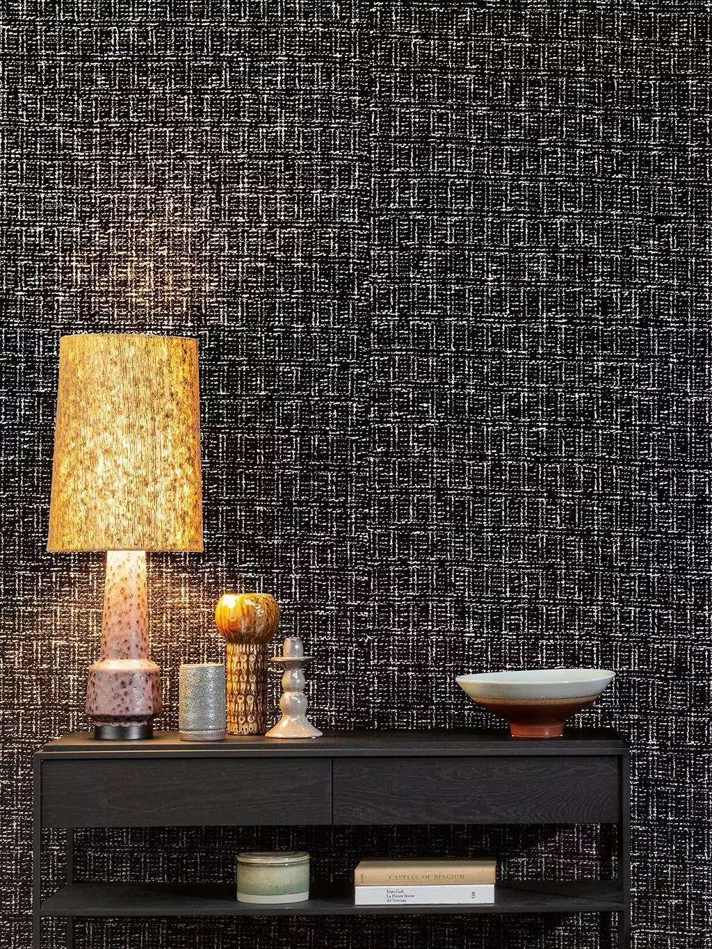 Mademoiselle Tweed, col. 33 - Stofftapeten - Textil & NaturTapeten - Schwarz - Schwarz und Weiß - Weiß - OMEXCO